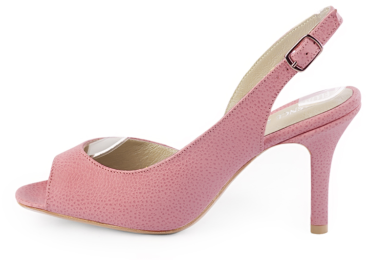 French elegance and refinement for these carnation pink slingback dress sandals, 
                available in many subtle leather and colour combinations. This pretty open-toe pump will clear your toes,
without having the drawbacks of an uncomfortable multi-strap sandal.
To be personalized or not, with your choice of materials and colors.  
                Matching clutches for parties, ceremonies and weddings.   
                You can customize these sandals to perfectly match your tastes or needs, and have a unique model.  
                Choice of leathers, colours, knots and heels. 
                Wide range of materials and shades carefully chosen.  
                Rich collection of flat, low, mid and high heels.  
                Small and large shoe sizes - Florence KOOIJMAN